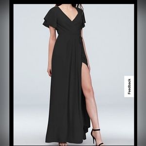 Flutter Sleeve Georgette Wrap Bridesmaid Dress | David’s Bridal | Size 16